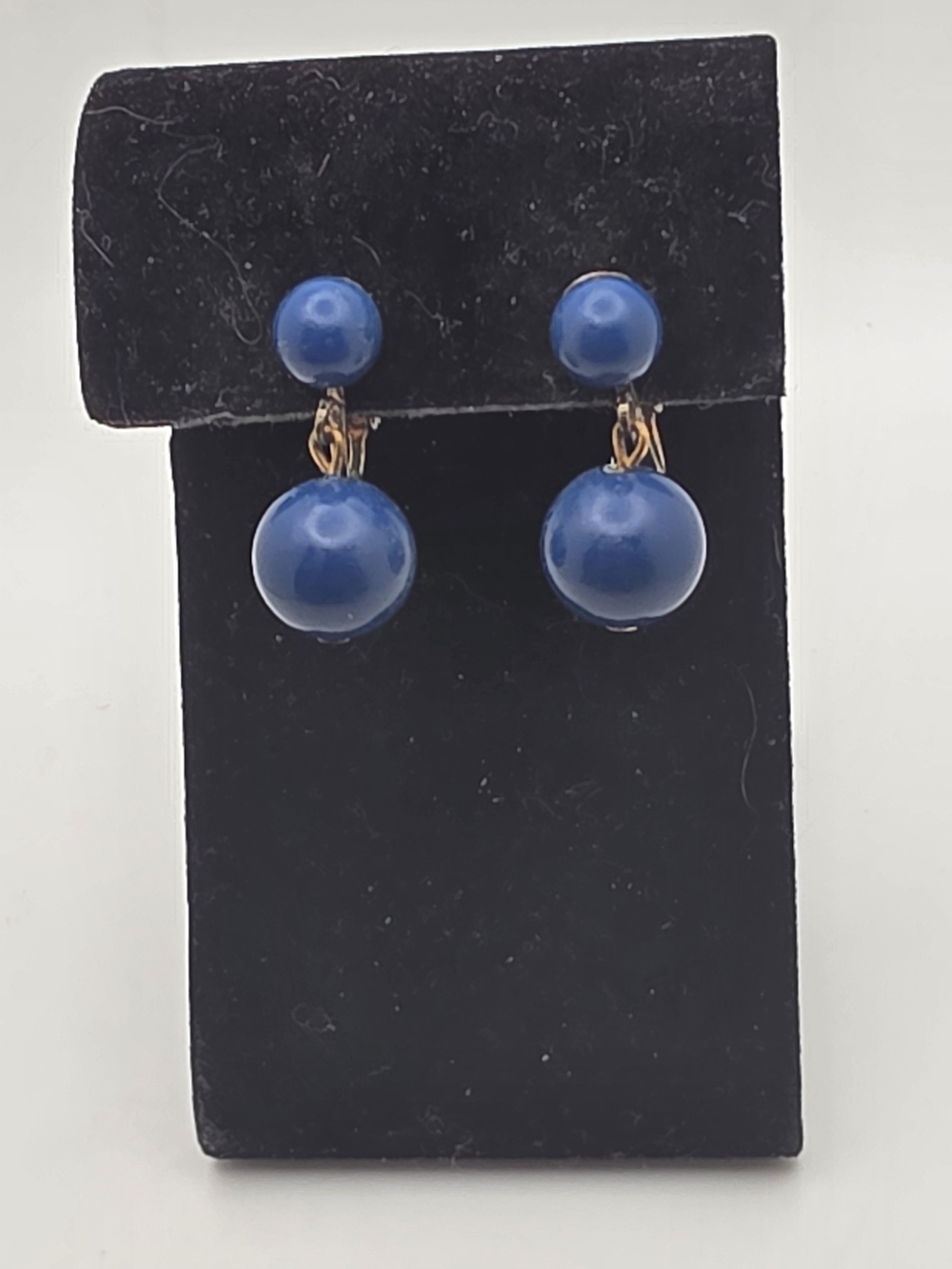 Blue Double Drop Ball Earrings